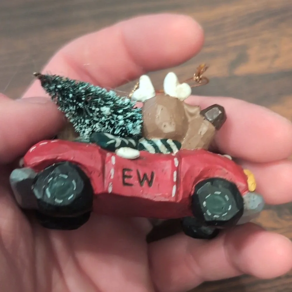 Midwest of Cannon Falls Santa Car Tree Ornament Eddie Walker Resin Christmas